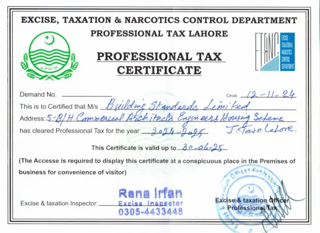 Professional Tax Lahore